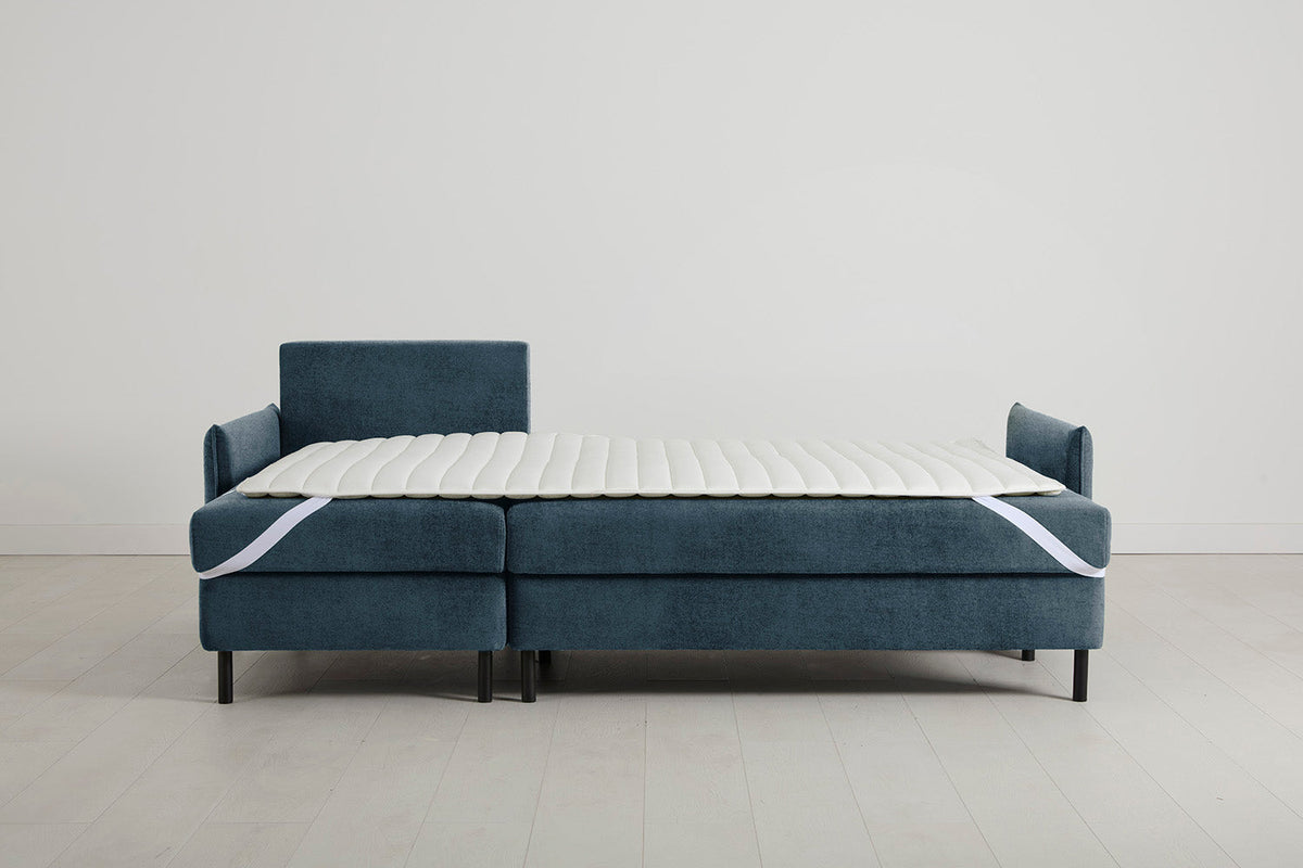 Model 12 Dreisitzer-Schlafsofa mit Chaiselongue links, Wasserblau