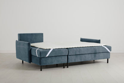 3-Seater Left Chaise Sofa Bed with Storage in blue chenille