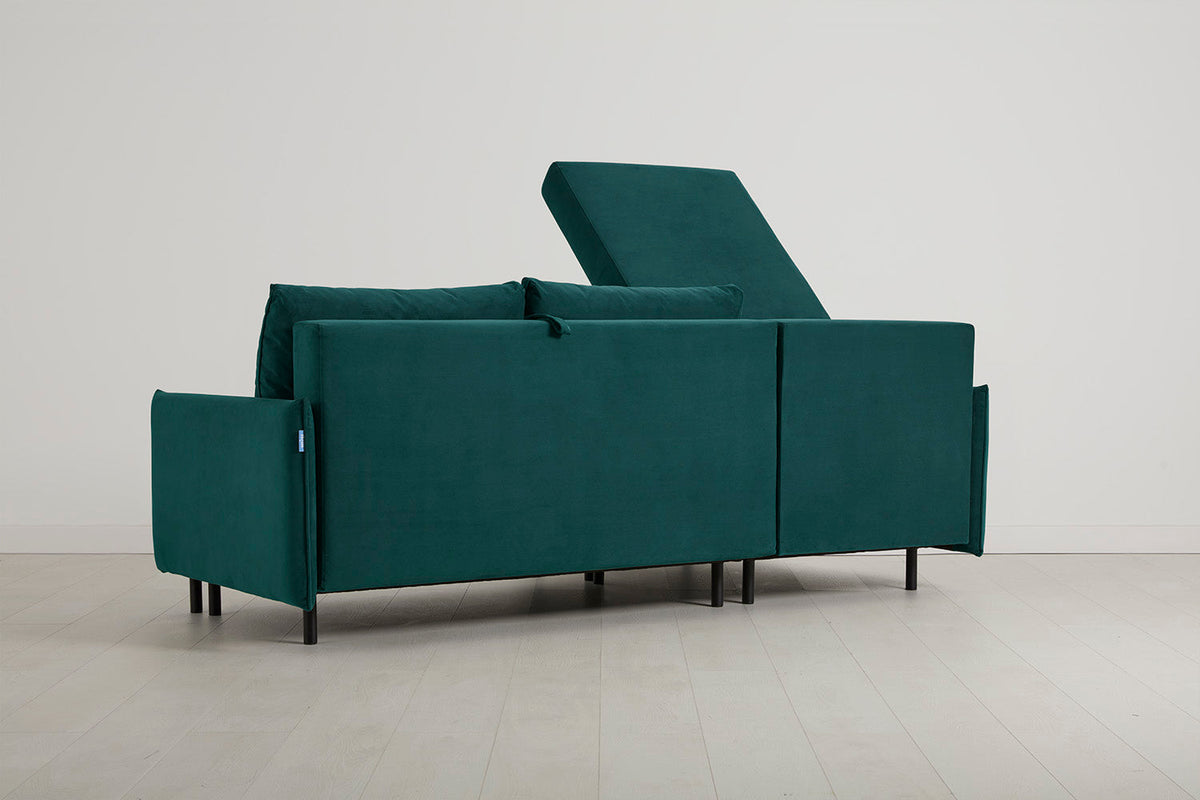 Model 12 Sofa Bed with Storage 3 Seater Left Chaise, Kingfisher