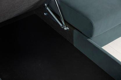 3-Seater Left Chaise Sofa Bed with Storage in blue velvet