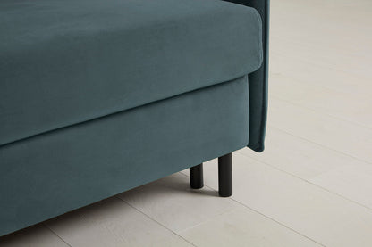 3-Seater Left Chaise Sofa Bed with Storage in blue velvet
