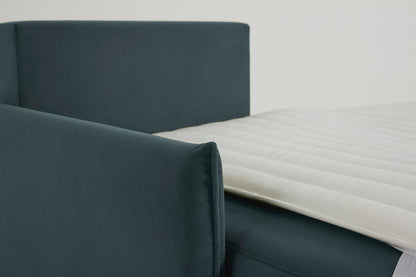 3-Seater Left Chaise Sofa Bed with Storage in blue velvet