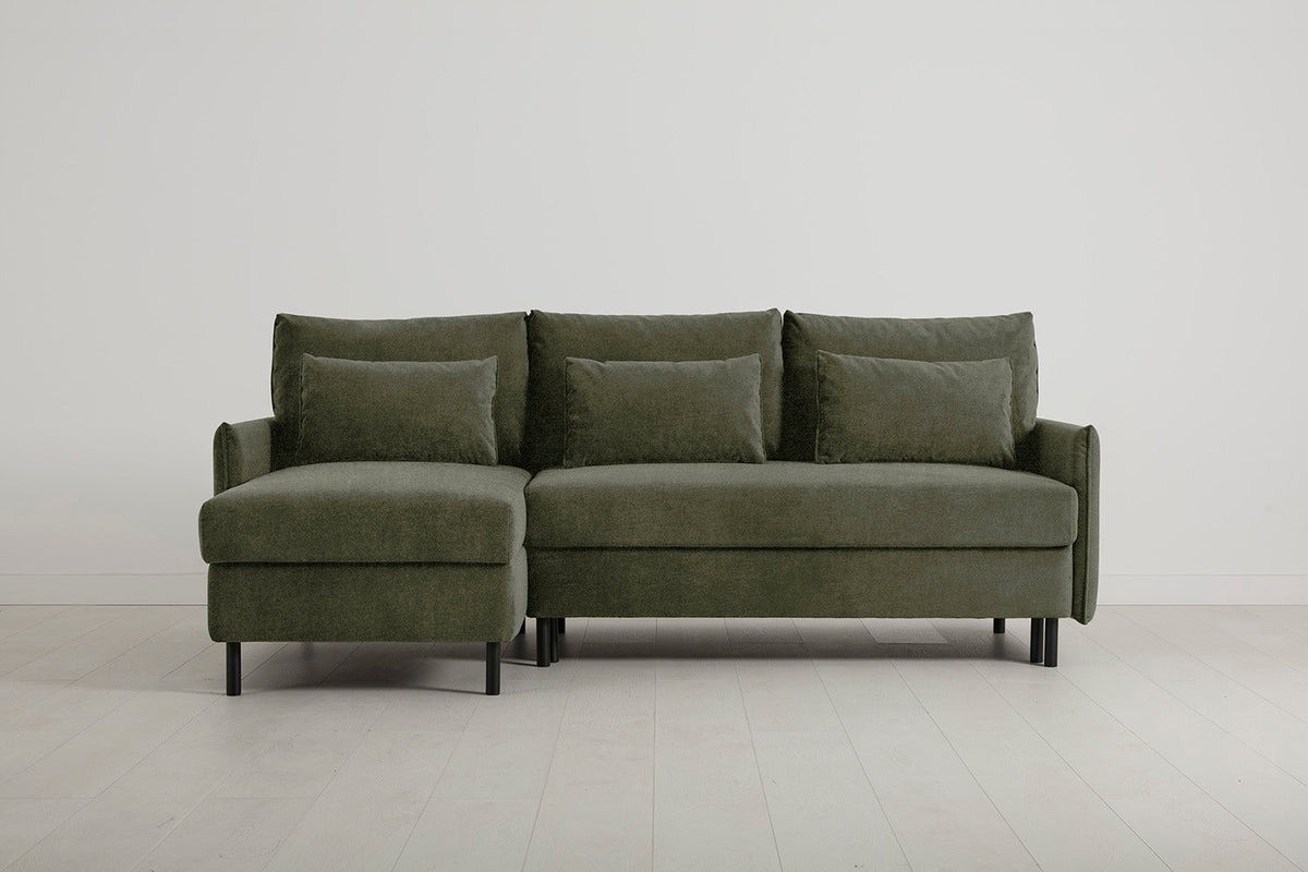 Model 12 Sofa Bed with Storage 3 Seater Left Chaise, Pine