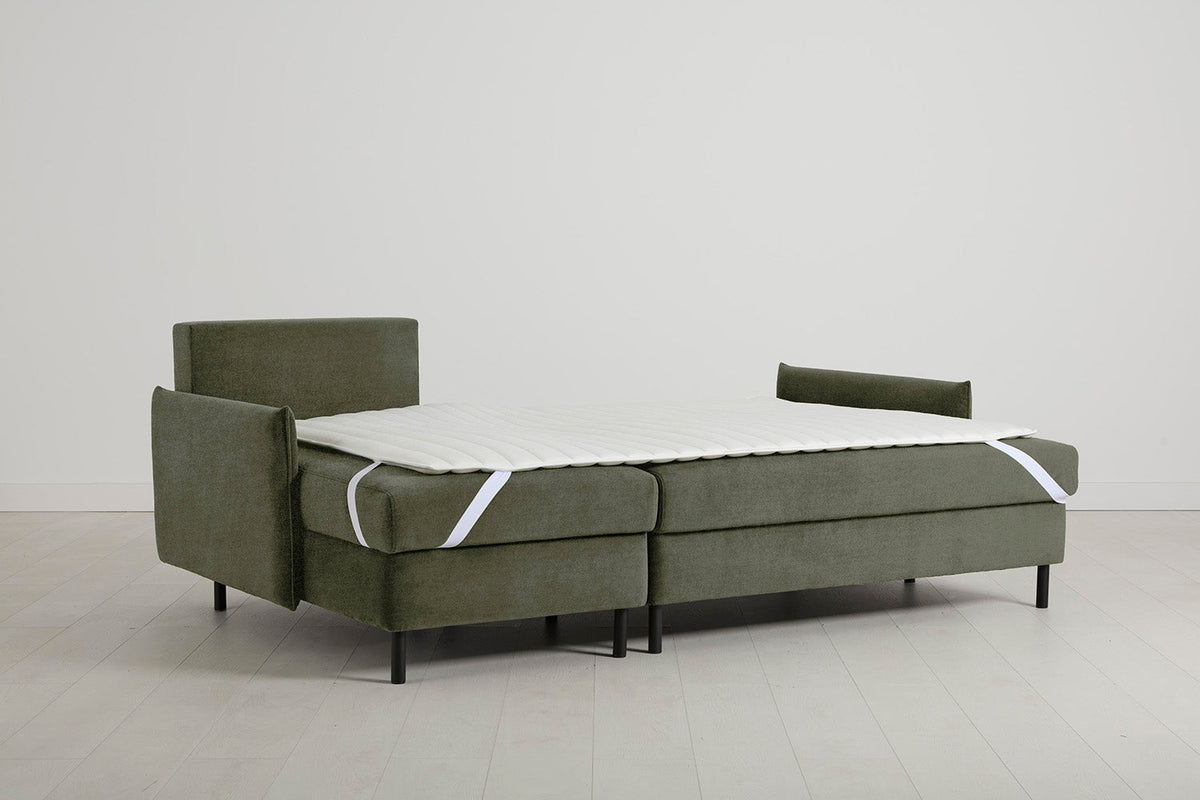 3-Seater Left Chaise Sofa Bed with Storage in green chenille