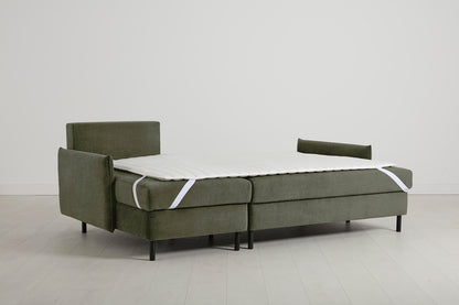 3-Seater Left Chaise Sofa Bed with Storage in green chenille