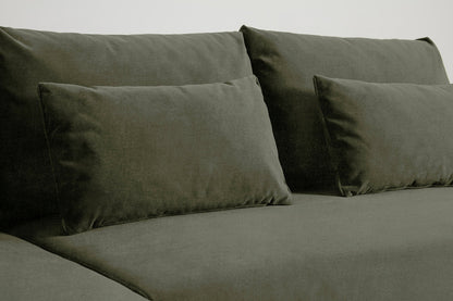 3-Seater Left Chaise Sofa Bed with Storage in green chenille