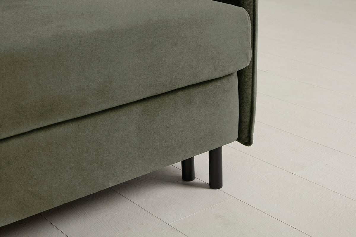 3-Seater Left Chaise Sofa Bed with Storage in green chenille