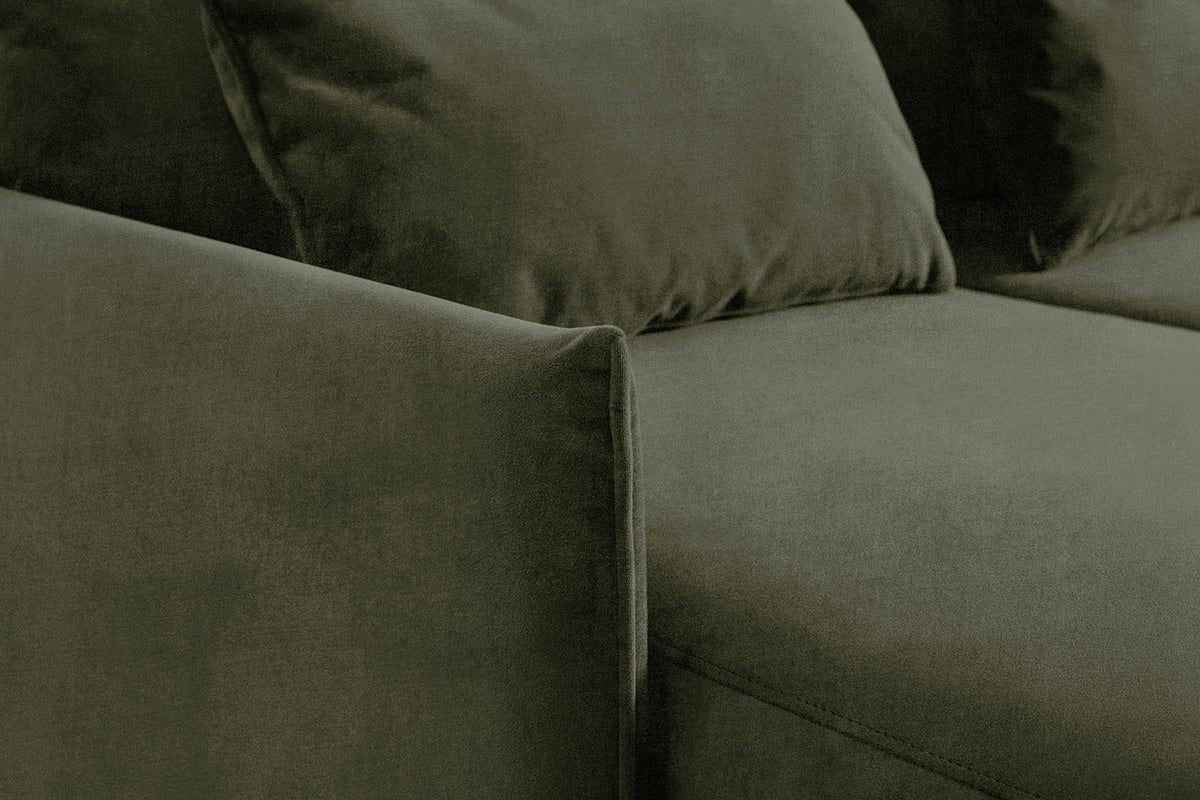 3-Seater Left Chaise Sofa Bed with Storage in green chenille