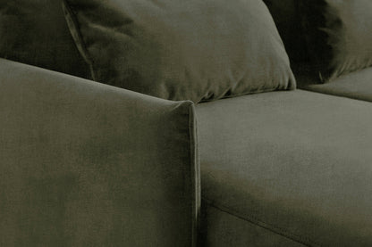 3-Seater Left Chaise Sofa Bed with Storage in green chenille