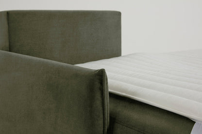 3-Seater Left Chaise Sofa Bed with Storage in green chenille