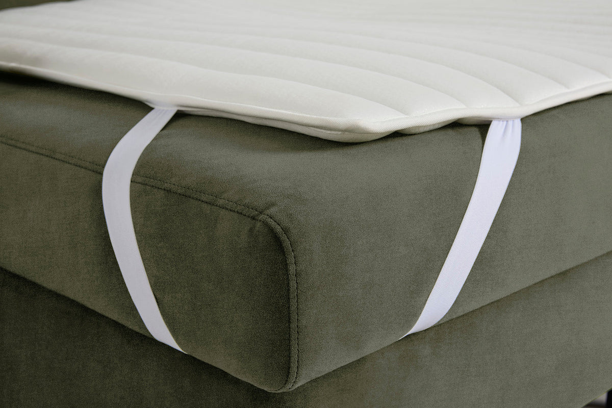 3-Seater Left Chaise Sofa Bed with Storage in green chenille