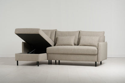 Model 12 Dreisitzer-Sofa mit Chaiselongue links, Steingrau