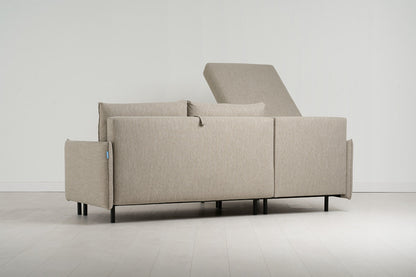 Model 12 Dreisitzer-Sofa mit Chaiselongue links, Steingrau