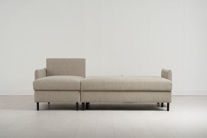 Model 12 Dreisitzer-Sofa mit Chaiselongue links, Steingrau