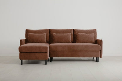 3-Seater Left Chaise Sofa Bed with Storage in brown chenille