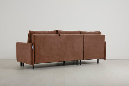3-Seater Left Chaise Sofa Bed with Storage in brown chenille
