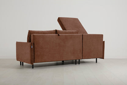 3-Seater Left Chaise Sofa Bed with Storage in brown chenille
