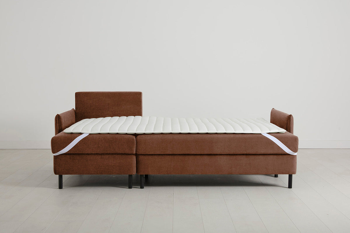 3-Seater Left Chaise Sofa Bed with Storage in brown chenille