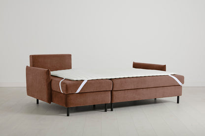 3-Seater Left Chaise Sofa Bed with Storage in brown chenille