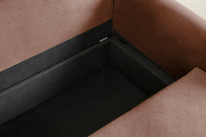 3-Seater Left Chaise Sofa Bed with Storage in brown chenille
