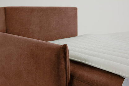 3-Seater Left Chaise Sofa Bed with Storage in brown chenille