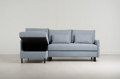 Model 12 Sofa Bed with Storage 3 Seater Left Chaise, Seaglass