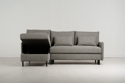Model 12 Dreisitzer-Sofa mit Chaiselongue links, Schattengrau