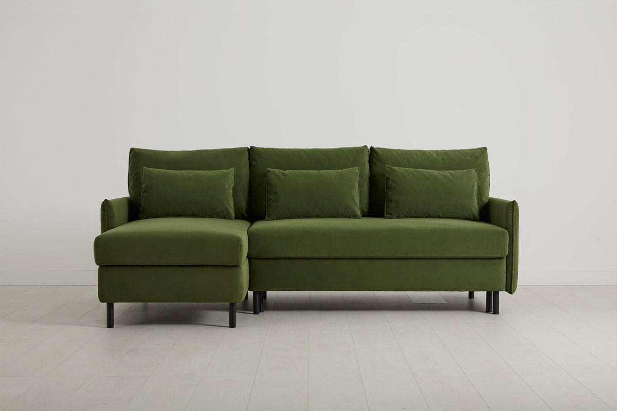 Model 12 Sofa Bed with Storage 3 Seater Left Chaise, Vine