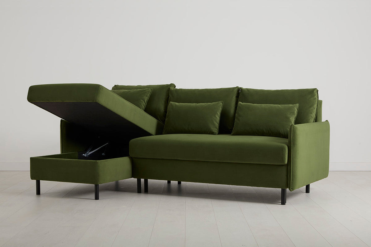 Model 12 Sofa Bed with Storage 3 Seater Left Chaise, Vine