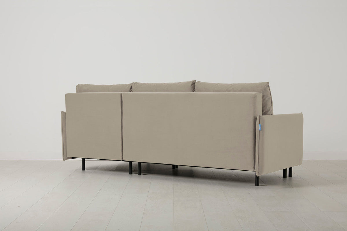Model 12 Sofa Bed with Storage 3 Seater Right Chaise, Bone