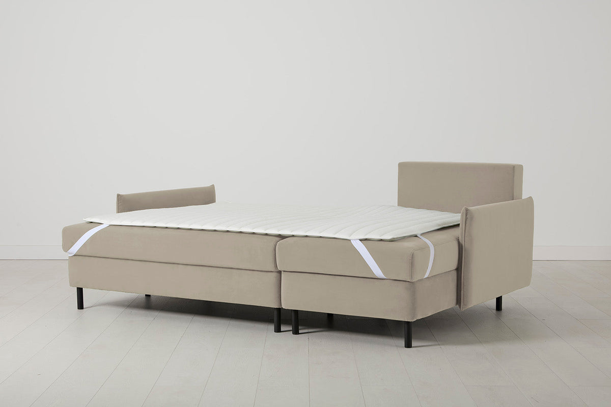 3-Seater Right Chaise Sofa Bed with Storage in cream velvet