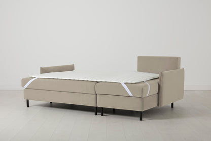 3-Seater Right Chaise Sofa Bed with Storage in cream velvet
