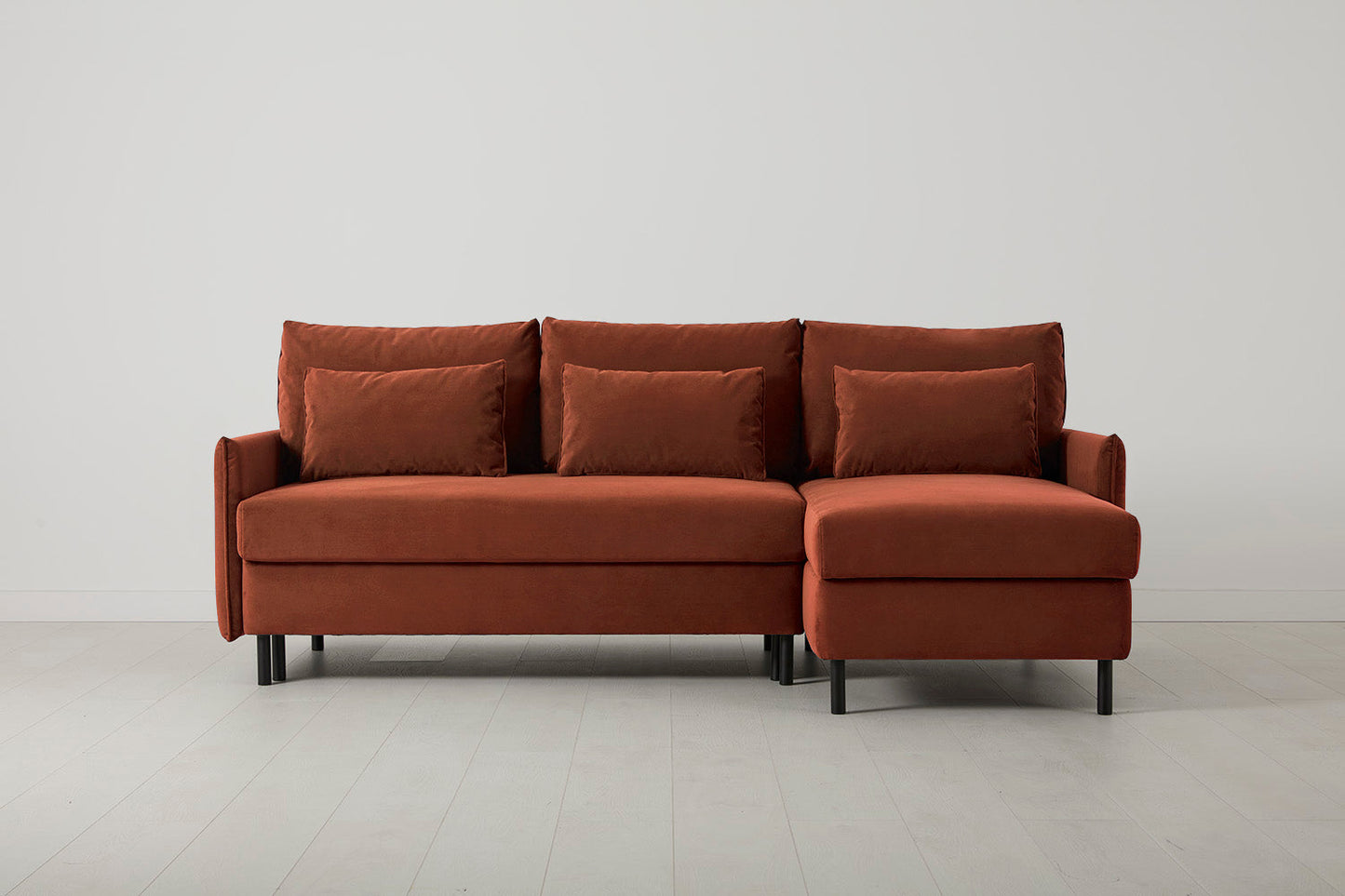 Model 12 Sofa Bed with Storage 3 Seater Right Chaise, Brick