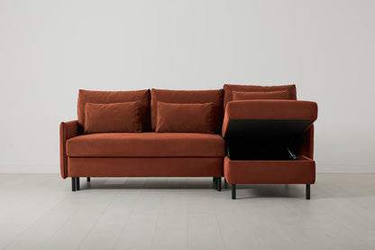 Model 12 Sofa Bed with Storage 3 Seater Right Chaise, Brick