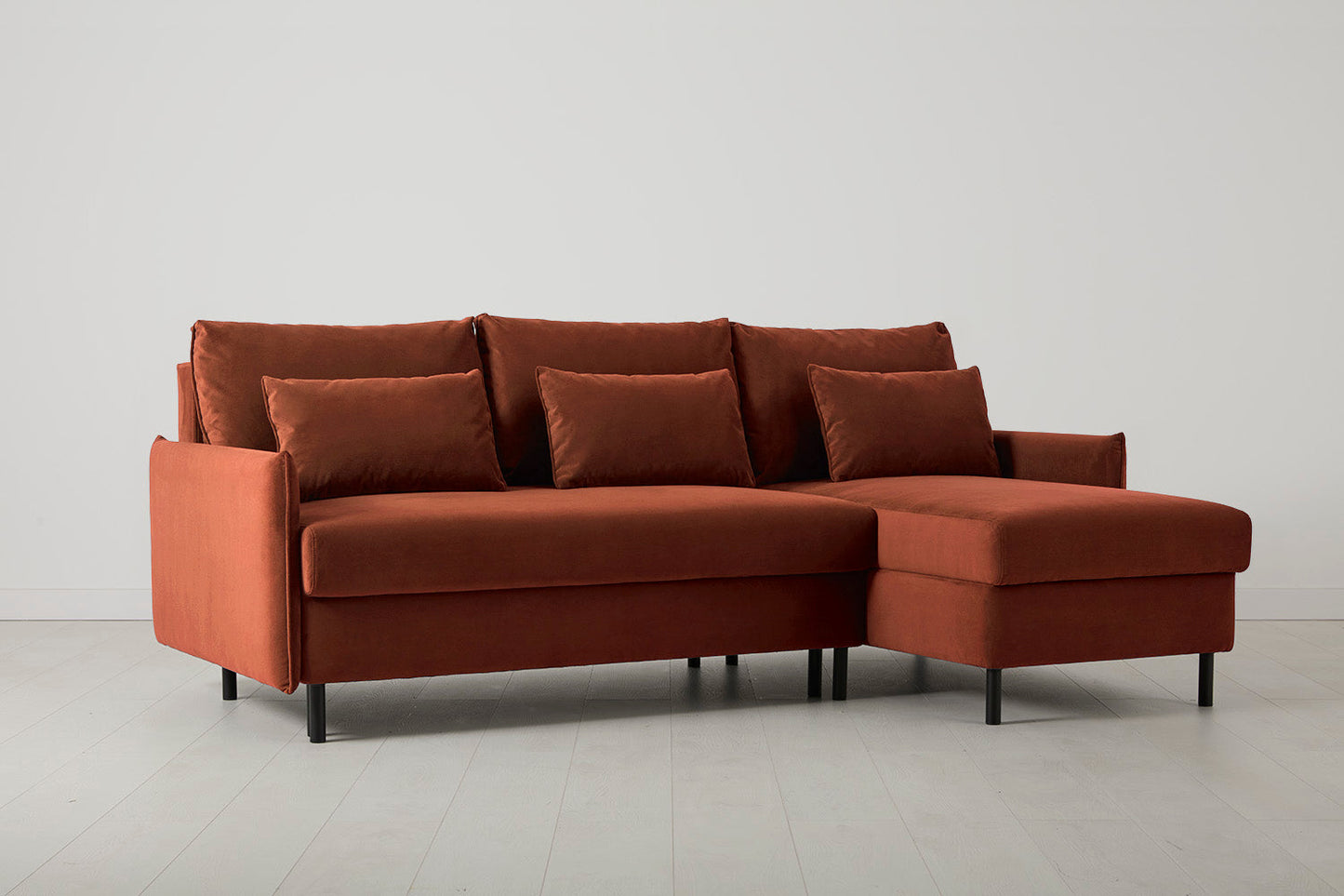 Model 12 Sofa Bed with Storage 3 Seater Right Chaise, Brick