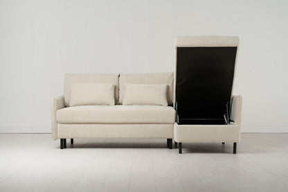 Model 12 Sofa Bed with Storage 3 Seater Right Chaise, Chalk