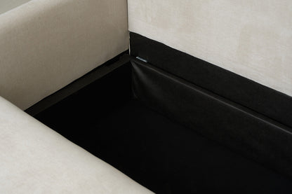 Model 12 Sofa Bed with Storage 3 Seater Right Chaise, Chalk
