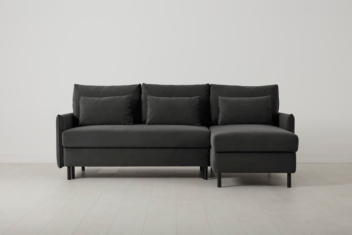 Model 12 Dreisitzer-Schlafsofa mit Chaiselongue rechts, Charcoal