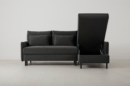 3-Seater Right Chaise Sofa Bed with Storage in grey velvet