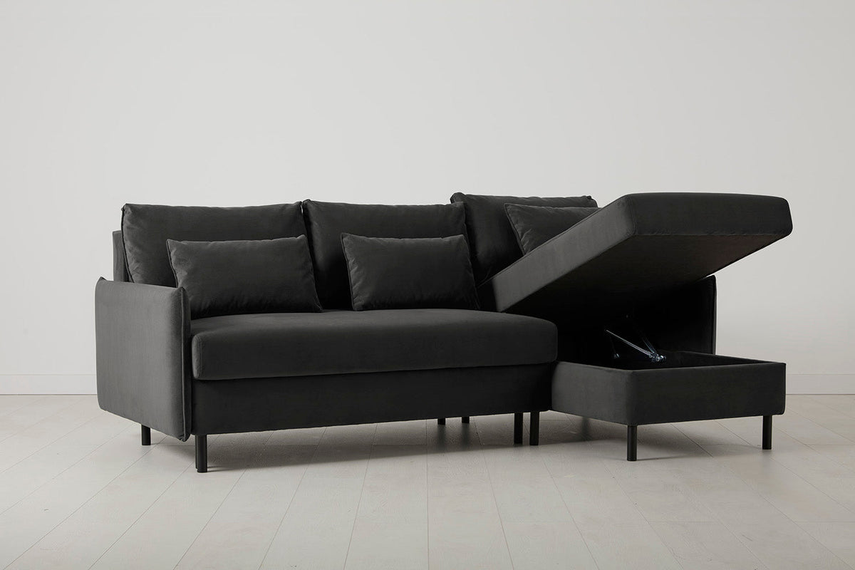 Model 12 Dreisitzer-Schlafsofa mit Chaiselongue rechts, Charcoal