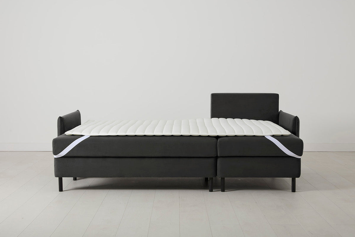 3-Seater Right Chaise Sofa Bed with Storage in grey velvet