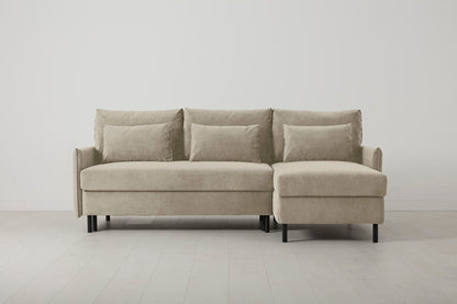 3-Seater Right Chaise Sofa Bed with Storage in cream chenille