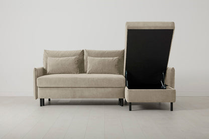 3-Seater Right Chaise Sofa Bed with Storage in cream chenille