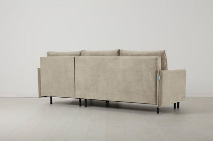 3-Seater Right Chaise Sofa Bed with Storage in cream chenille