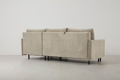 3-Seater Right Chaise Sofa Bed with Storage in cream chenille