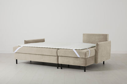 3-Seater Right Chaise Sofa Bed with Storage in cream chenille