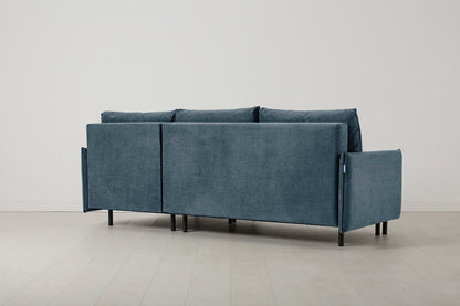 3-Seater Right Chaise Sofa Bed with Storage in blue chenille