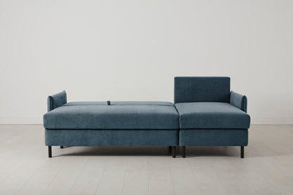 3-Seater Right Chaise Sofa Bed with Storage in blue chenille