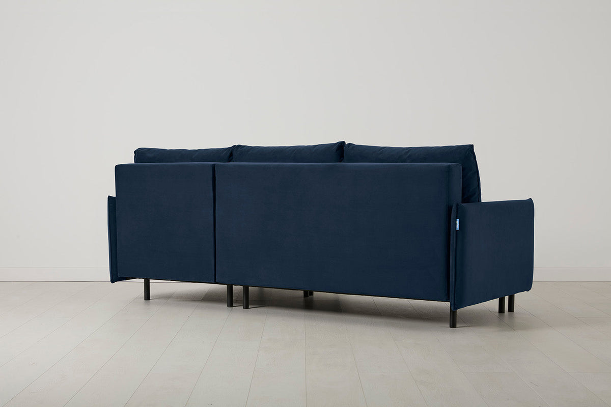 Model 12 Dreisitzer-Schlafsofa mit Chaiselongue rechts, Indigo