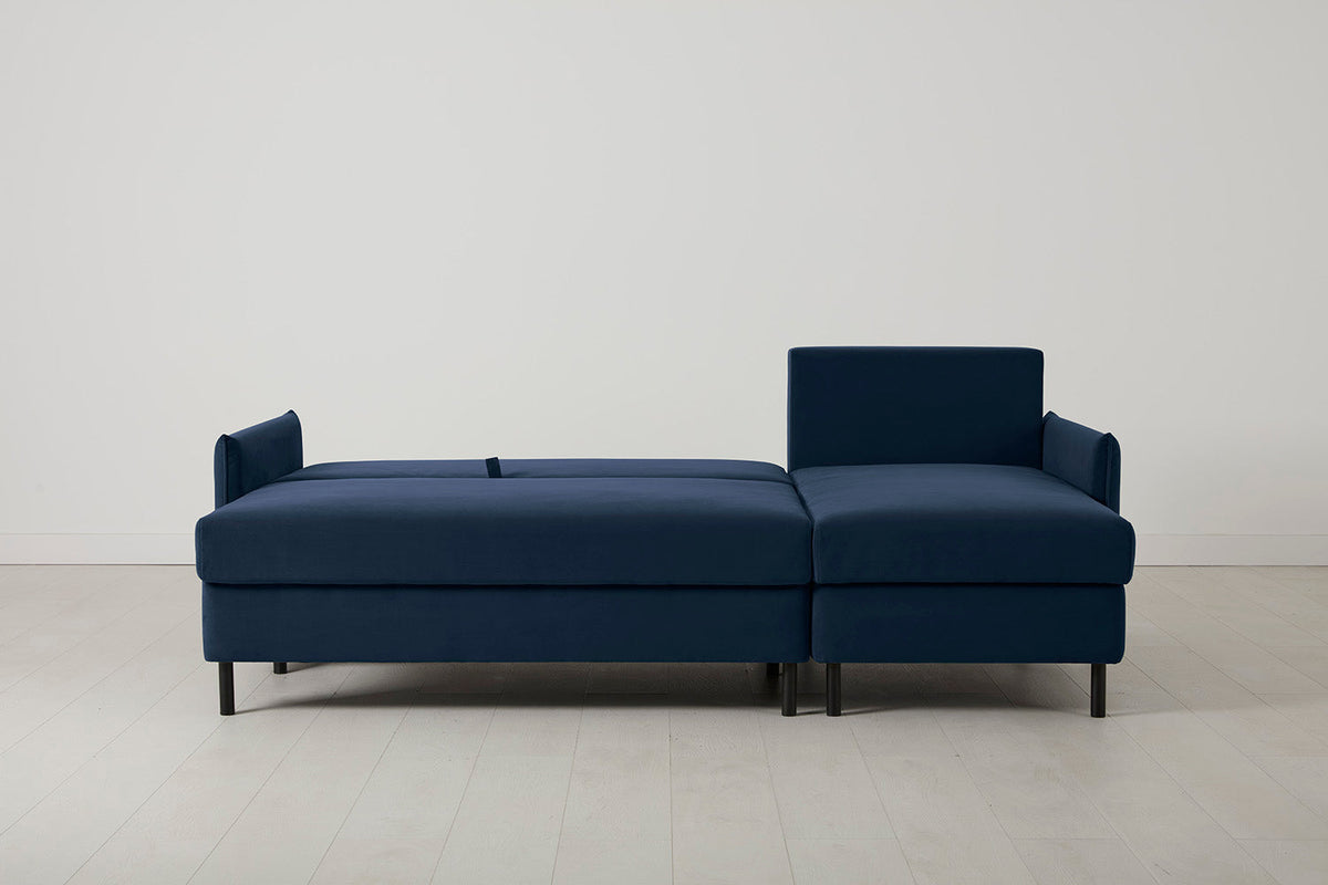 Model 12 Dreisitzer-Schlafsofa mit Chaiselongue rechts, Indigo